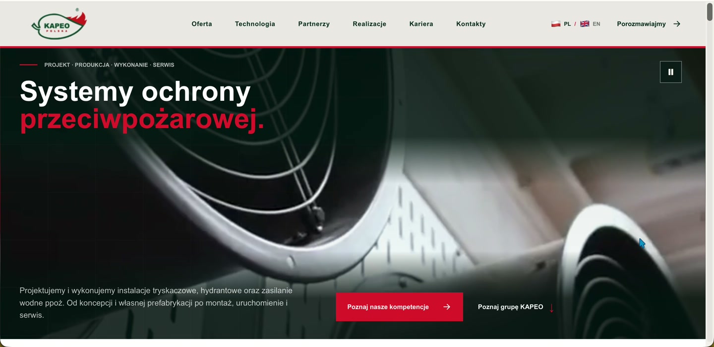 KAPEO Polska — website view from the update recording supplied on 29 October 2026