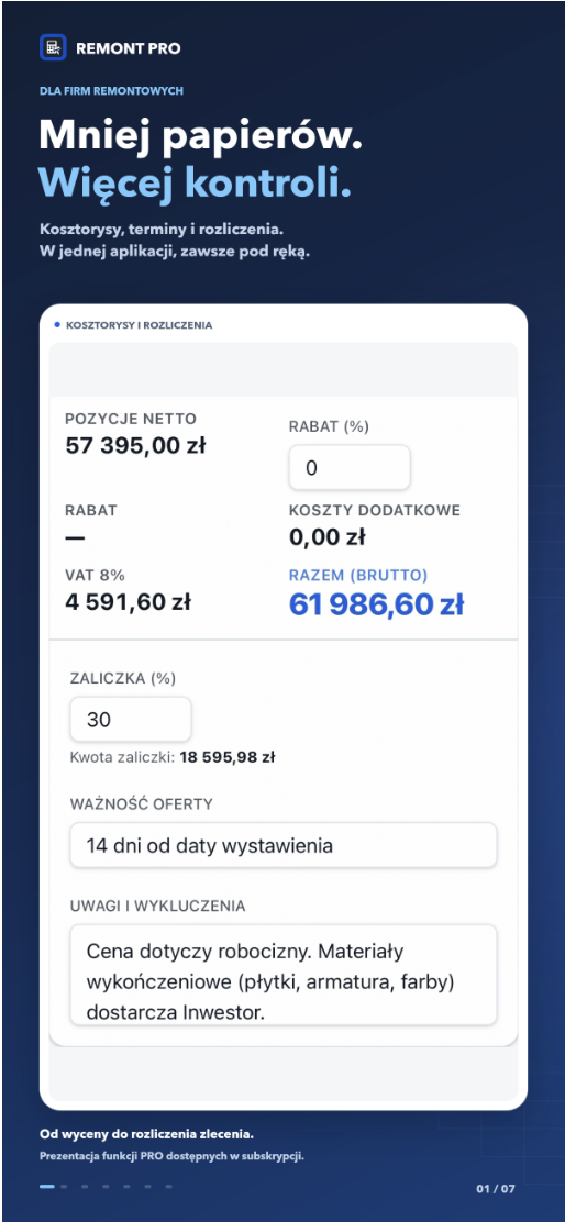 RemontPro — Przegląd aplikacji