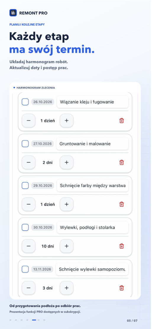 RemontPro — Harmonogram